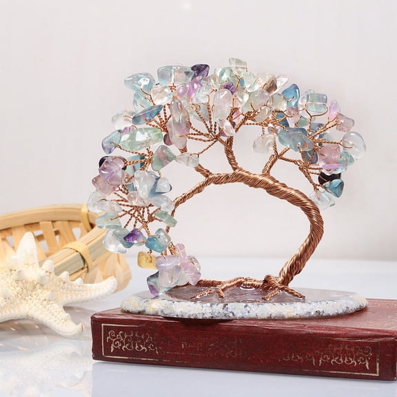 BNNG Amethyst Crystal Tree Crystals Healing Stones Reiki Natural Crystals Base Copper Wire Tree Life Spiritual Meditation Energy Tree Room Office Desk Decor Gifts for Women Men
