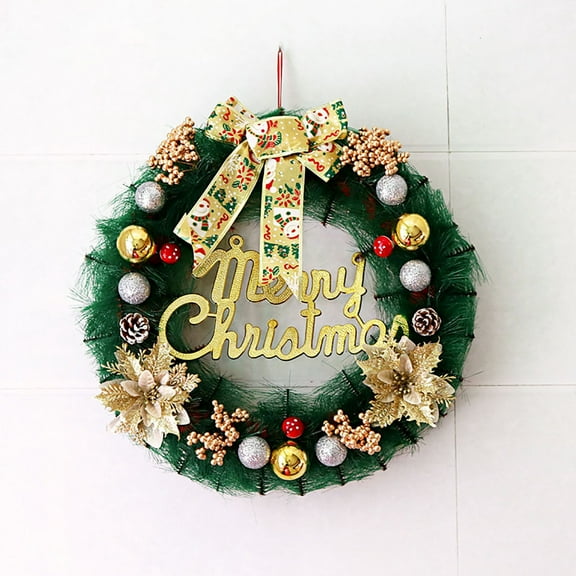 BNNG Artificial Christmas Wreath with Pine Pinecones Hanger Front Door Pine Cone Wreath Faux Pine Garland Green Hanging Wreath for Xmas Winter Holiday Party Window Wall Decor