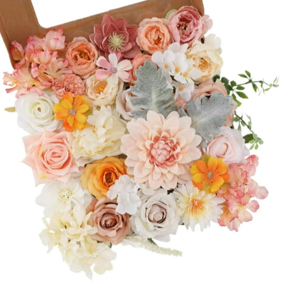BNNG Artificial Flowers Silk Roses Bulk for DIY Wedding Bouquet Bridal Shower Decorations Fake Floral Arrangements Party Table Centerpieces Home Decor Indoor Blush Peach Box 20pcs