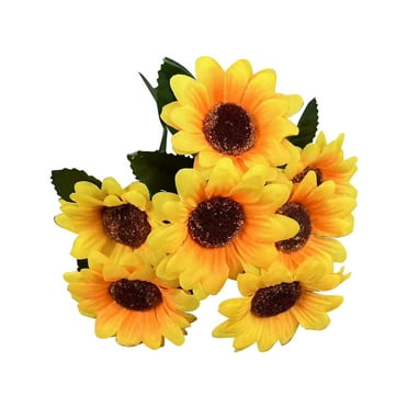 BNNG Artificial Sunflower Bouquets, Long Stem Silk Fake Large Sunflowers Decoration for Outdoor Home Wedding Baby Shower Birthday Party Single Bulk Yellow Decor,DIY Garden Craft Art Decor