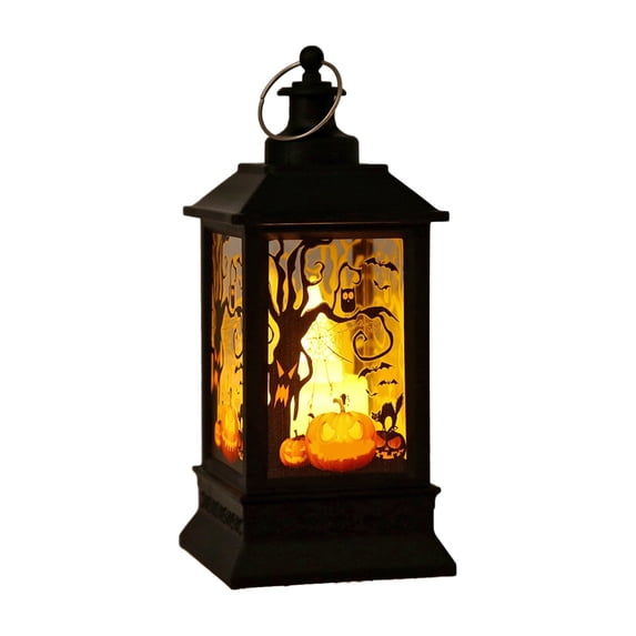 BNNG Battery Operated Flameless LED Candle Halloween Lantern Decoration for Indoor Outdoor Use Mini Lantern with Flickering LED Candles,Vintage Black Decorative Hanging Candle Lanterns for Halloween