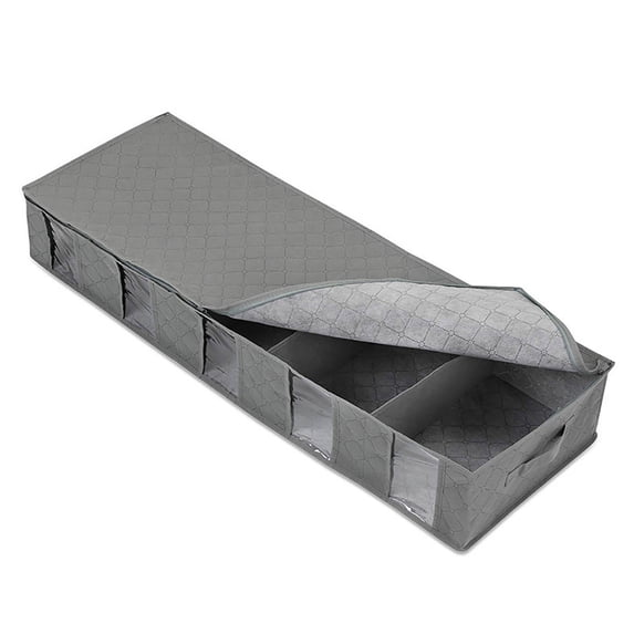 BNNG Under Bed Storage Containers, Underbed Storage 6 Inches Low Profile with Sturdy Sidewalls/Bottom for Clothes, Blanket, Pillows and Shoes,Storage Organizer with Lids, Under the Bed Storage Bags