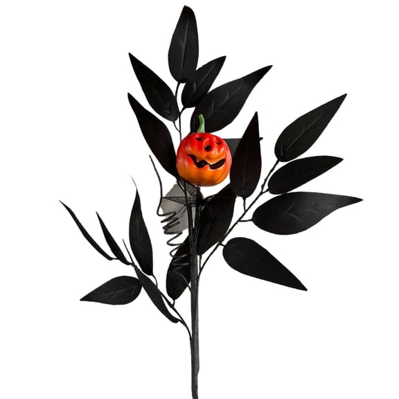BNNG Black Artificial Eucalyptus Stems Faux Eucalyptuses Branches Black Leaf Halloween Centerpiece Halloween Home Decor, Black Halloween Pumpkin Decorations Indoor, 19.68 inches