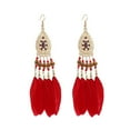 thumbnail image 1 of BNNG Boho Chic Feather Earrings Vintage Boho Drop Earrings Trendy Tassel Drop Earrings Feather Earrings Earrings Pendant Boho National Wind Long Tassel Ear Decorated Hammered Metal Hoop Earrings, 1 of 4