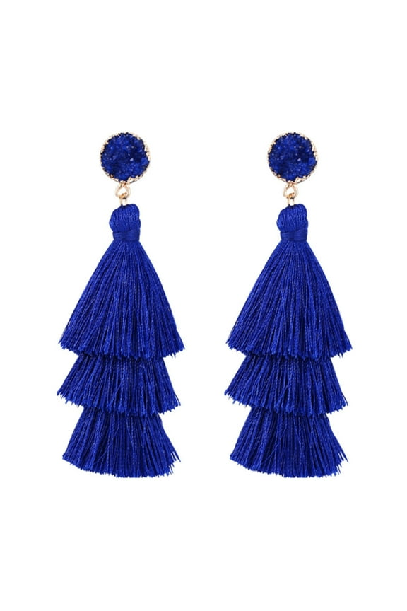 Boho Fringe Earrings Boho Three Layer Tassel Earrings Simple Exaggerated Earrings Boho Chic Hoop Earrings Boho Chic Tribal Hoop Earrings Boho Chic Tribal Geometric Ear Studs