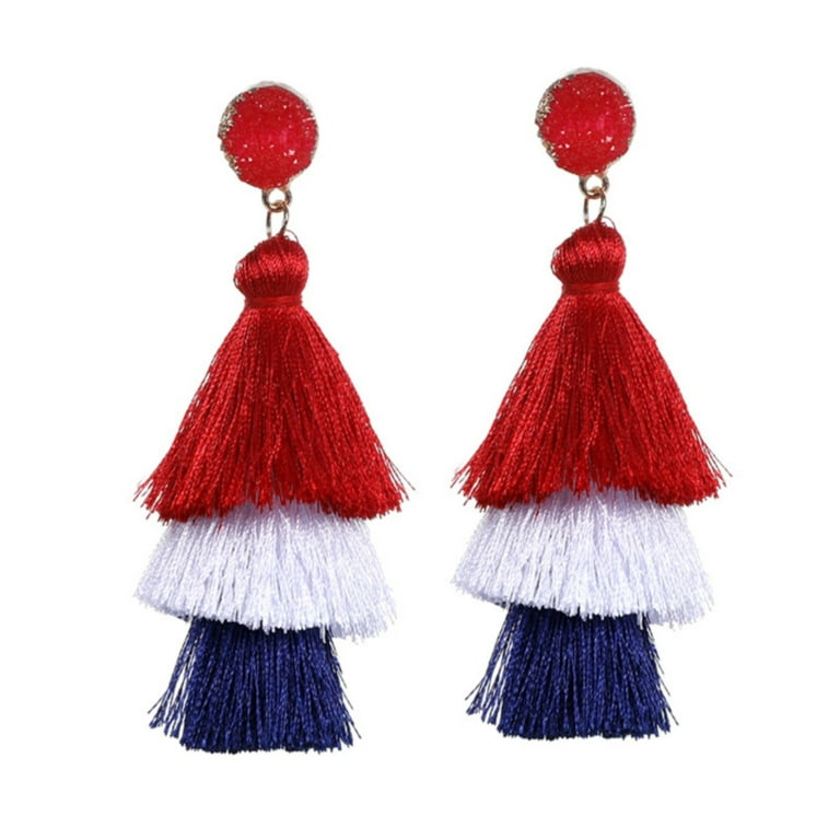 BNNG Boho Fringe Earrings Boho Three Layer Tassel Earrings Simple