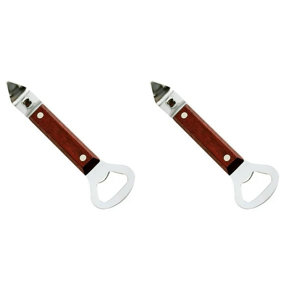 BNNG Bottle Punch Can Opener Stainless Steel Beer Bottle Opener Punch Bottle Opener with Wood Handle for Manual Bottles Cans Bottle Punch Can Opener Stainless Steel