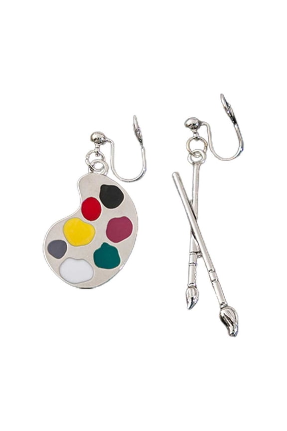 Bright Enamel Earrings Personalized And Interesting Paintbrush Drawing Board Earrings Retro Literary And Artistic Temperament Asymmetrical Earrings Ladies' Halloween Bat Ear Chains