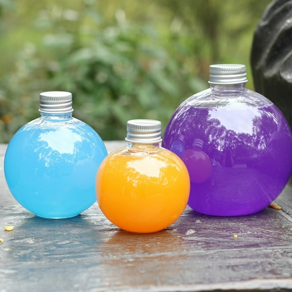 BNNG Bulb Shaped Bottle 6pcs Clear Round Bulb Container Light Bulb Bottles Juice Water Drink Cup Fillable Light Bulb Creative Beverage Mug Candy Jar with Screw Cap for Party