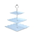 thumbnail image 1 of BNNG Cake Stand White Plastic Dessert Table Stand Set 3 Tired Cupcake Display Stands Cookie Tray Rack Serving Tray Cake Display Tower Dessert Trays for Wedding Baby Shower Tea Party, 1 of 5
