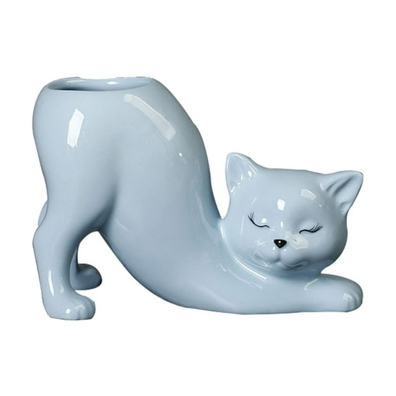 BNNG Ceramic Tailless Cat Succulent Pots Cute Funny Kitty Planter Creative Plant Pots For All House Plants Succulents Flowers Cactus For Indoors Outdoor Home Garden Kitchen Cartoon Cat Flower Pot