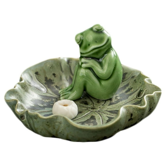 BNNG Ceramic Zen Frog Decor, Ceramic Yoga Pose Meditation Frog Staute for Home Zen Decoration,Ceramic Incense Sticks Burner Multi Functional Scent Diffuser for Relaxation and Ambiance
