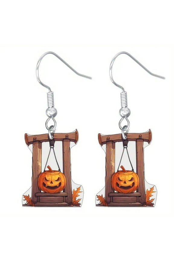 Charm All Season Long! Halloween Acrylic Dangle Earrings Perfect For Casual To Partywear Embracing Every Witchy Theme Wacky Bat Earrings Ghostly Pumpkin Patch Earrings