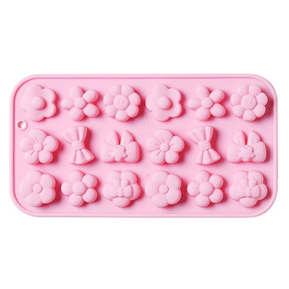 BNNG Chocolate Mold Silicone, 18Pcs Flower Silicone Small Flower Shapes Fondant Cake Chocolate Resin For Cake Decoration Candy Ice Cube Soap Wax Making DIY Craft