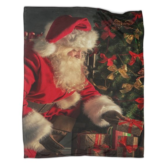 BNNG Christmas Blankets and Throws, Holiday Throw Blanket,Christmas Santa Claus Fleece Sherpa Throw Blanket for Couch Soft,Thick Winter Warm Cozy Flannel Blanket 39.37X27.5 inch