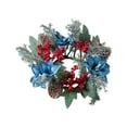 thumbnail image 1 of BNNG Christmas Candle Rings Wreaths,Christmas Poinsettia Berry Candle Rings Wreath Kitchen Cabinet Xmas Wreaths Table Centerpieces Mini Rings Candle Holder for Pillars Window Chair Wall Decor, 1 of 7