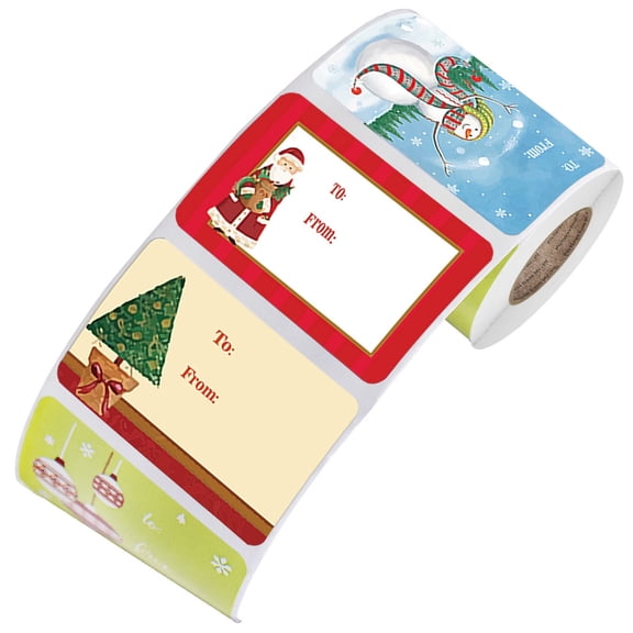 BNNG Christmas Gift Tags Christmas Presents Stickers Self Adhesive Christmas Tags Christmas Santa Wrapping Paper Holiday Decor Self Adhesive Christmas Tag