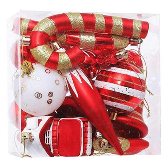 BNNG Christmas Ornaments Set, Shatterproof Plastic Balls Baubles Decor, Hanging Bulbs for Xmas Tree Decorations Party with String, Assorted Designs for Holiday Tree and Home Decor,16 Pack