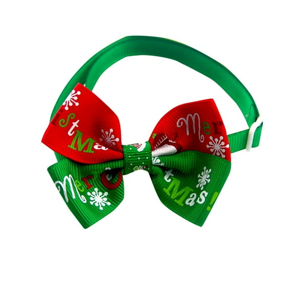 BNNG Christmas Pet Collar Nylon Bow Tie Collar Christmas Dog Collars with Bow Tie, Adjustable Dog Xmas Bowtie Collar Red Green Dog Christmas Collars for Small Medium Large Dogs Pets