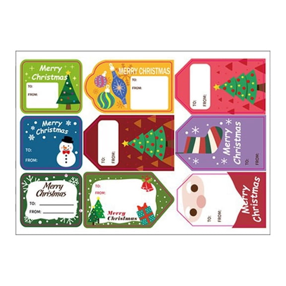 BNNG Christmas Stickers Labels, Christmas Gift Tags, Christmas Self Adhesive Gift Tag Stickers, Holiday Labels for Gifts Santa, Snowman, Tree, Reindeer Present Name Labels for DIY Xmas Gift