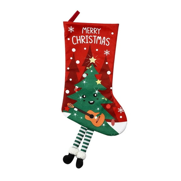 BNNG Christmas Stockings, 18" Christmas Stocking Deer Santa Snowman Burlap Plaid Xmas Stocking Fireplace Hanging Stockings boots for Holiday Christmas Decor