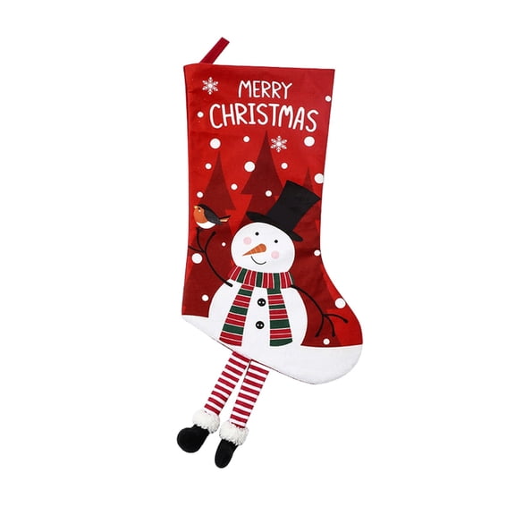 BNNG Christmas Stockings, 18" Christmas Stocking Deer Santa Snowman Burlap Plaid Xmas Stocking Fireplace Hanging Stockings boots for Holiday Christmas Decor