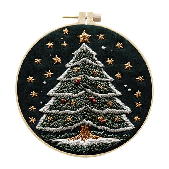 BNNG Christmas Tree Embroidery Kit Merry Christmas Stamped Cross Stitch Kit Snowflake Pine Tree Needlepoint Kit DIY Adult Beginner Stamped Cross Stitch Kit with Patterns and Instructions