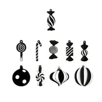 BNNG Christmas Tree Ornaments Plastic Xmas Candy Cane Lollipop Ornament Christmas Hanging Decors Birthday Party Decoration Crafts for Holiday Xmas Tree Party (10, Pink and Black)