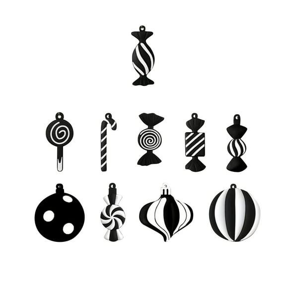BNNG Christmas Tree Ornaments Plastic Xmas Candy Cane Lollipop Ornament Christmas Hanging Decors Birthday Party Decoration Crafts for Holiday Xmas Tree Party (10, Pink and Black)