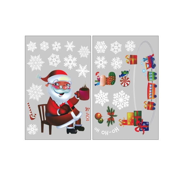 BNNG Merry Christmas Window Stickers, DIY Portable Window Decal Christmas Theme Santa Claus Snowflake Window Sticker Snowflake Window Clings Decorations Vinyl Static Decals Xmas Party Supplies