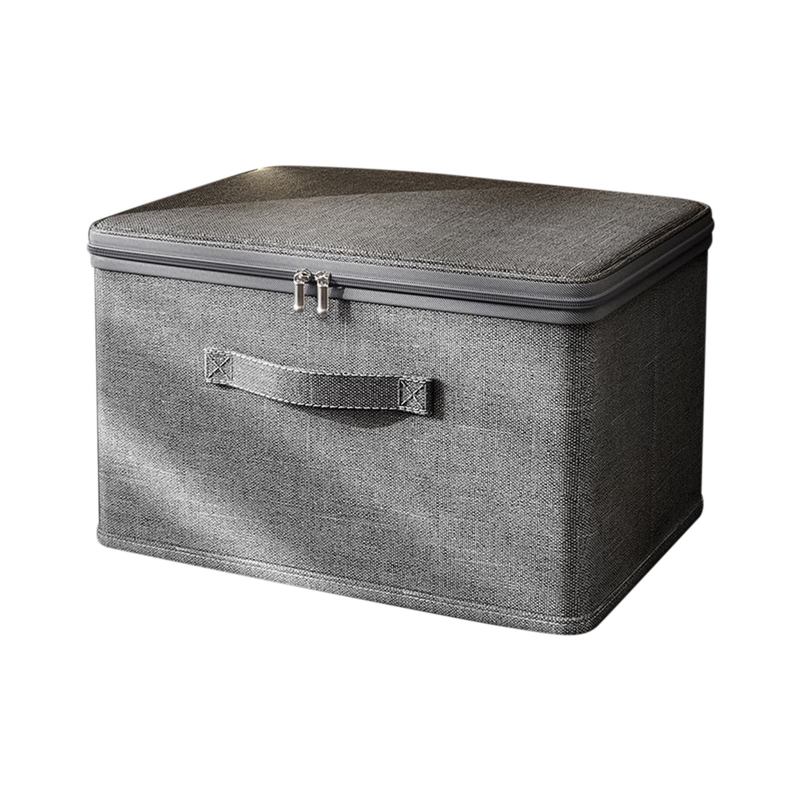 BNNG Clearance Shelf Storage Basket Wardrobe Organizer Box Fabric Storage Box with Handle, Large Capacity Shelf Storage Basket Wardrobe Quilt Organizer Box with Zipper Lid Foldable Storage Bins