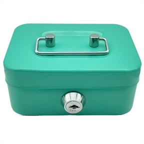 BNNG Clearance Small Organizer Box with Lock Chest Box Metal Small Modern Holder Bank Lock Box with Key for Prizes Adults Kids Personal Items Storage Boxes Art Storage Organizer