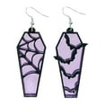 thumbnail image 1 of BNNG Coffin Earrings For Halloween Bat Wing Earrings For Halloween Spooktacular Halloween Earrings Unique Acrylic Coffin & Bat Jewelry For Women's Party Funny Pumpkin Earrings, 1 of 8