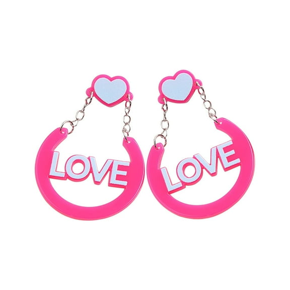 BNNG Colorful Acrylic Hoop Earrings Valentine's Day New Letter LOVE Women's Earrings Earstuds Personalized Acrylic Earrings Female Halloween Fashionable Ear Drops
