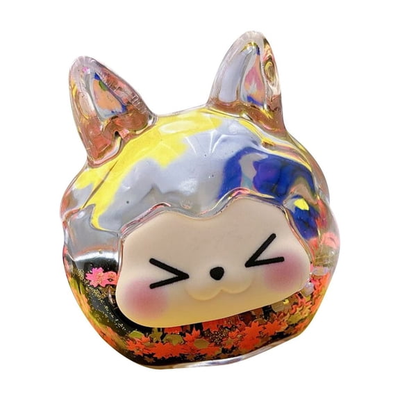 BNNG Colorful Glass Cat Sculpture With Liquid & Glitter Toy & Decorative Ornament For Kids & Friends On School Season Art Glass Amber Cat Blown Handmade Animal Figurine Sculpture(100ml)