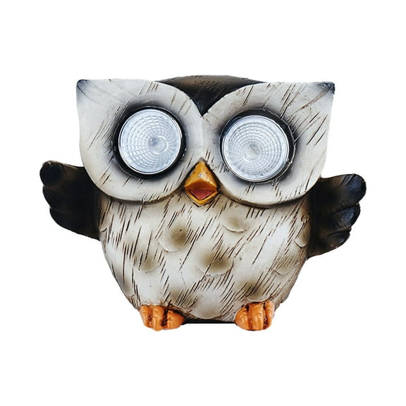 BNNG Creative Owl Solar Energy Lamp Animal Sculpture Resin Ornaments Cute Owl Night Light Birthday Gift Christmas Decoration Glowing Eyes Decoration for Porch Decor Patio Light Lawn Lamp