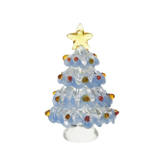 BNNG Crystal Christmas Tree Figurine 2.4" Mini Artificial Glass Tree for Holiday Decor,Miniature Green & Clear Trees as Tabletop Ornaments Centerpieces,Gifts for Christmas Home Decor Craft Party