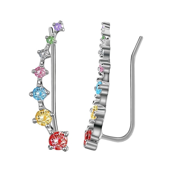BNNG Crystal Stud Earrings For Women Bling Ear 7 Four Seven Star Zircon Jewelry French Ear Clip Women'S Halloween Pumpkin Ear Wraps Crystal Ear Cuff Earrings For Women