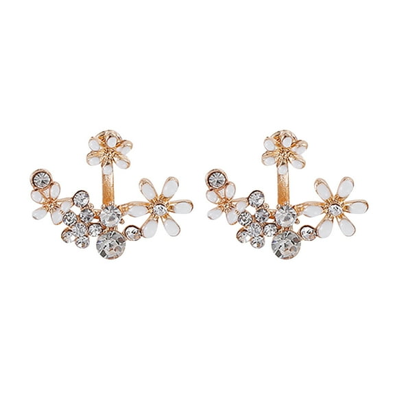 BNNG Cubic Zirconia Hoop Earrings Fashion Cubic Zirconia Earrings Fashion Small Fresh Sun Flower Inlaid Colored Diamond Small Flower Stud Earrings Cross Border Ear Jewelry