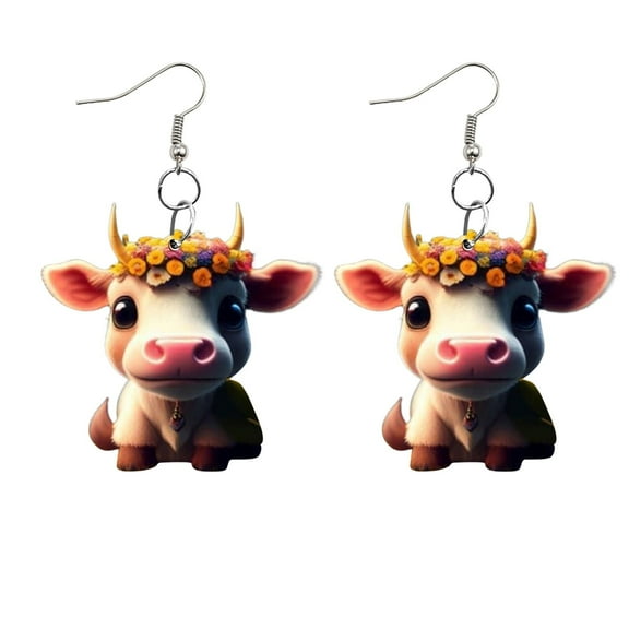 BNNG Cute Cartoon Cow Earrings Pendant Earrings Ladies Earrings Jewelry 1pcs Geometric Threader Earrings Minimalist Geometric Shapes Earrings