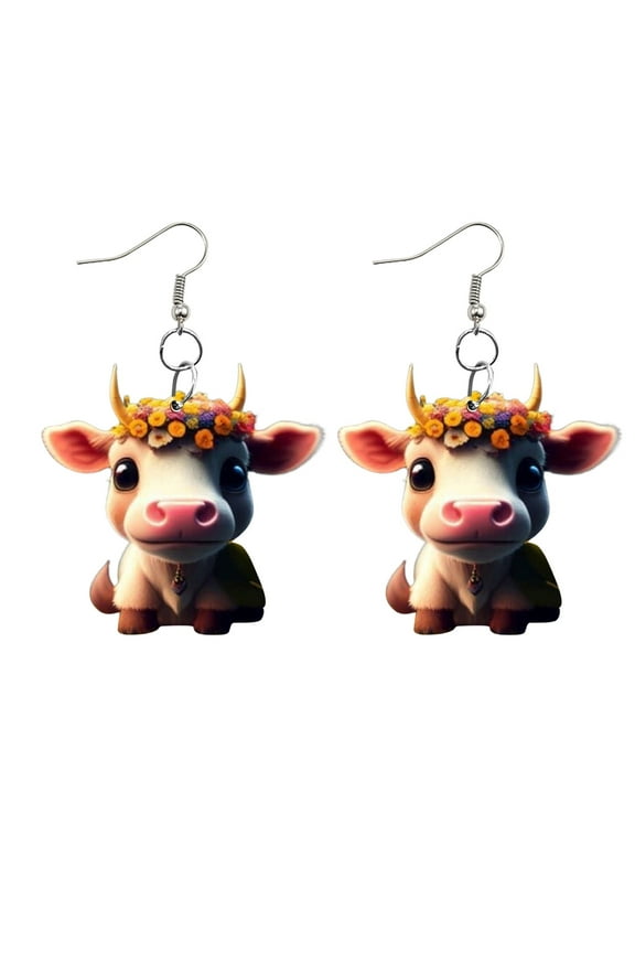 Cute Cartoon Cow Earrings Pendant Earrings Ladies Earrings Jewelry 1pcs Geometric Threader Earrings Minimalist Geometric Shapes Earrings
