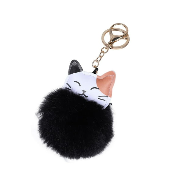 BNNG Cute Cat Plush Keychain Imitation Pompom Bag Charm - Soft Kitten Design Accessory for Purse Backpack Keys, Gift for Cat Lovers with Durable Metal Clip
