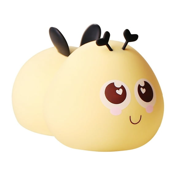 BNNG Cute Night Light, The New Bee Light Sensor Bedside Night Light USB Rechargeable Colorful Eye Protection Night Light Silicone Dimmable Nursery Nightlight for Kids Baby Toddler Decor Bedrooms