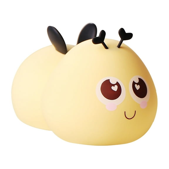 BNNG Cute Night Light, The New Bee Light Sensor Bedside Night Light USB Rechargeable Colorful Eye Protection Night Light Silicone Dimmable Nursery Nightlight for Kids Baby Toddler Decor Bedrooms