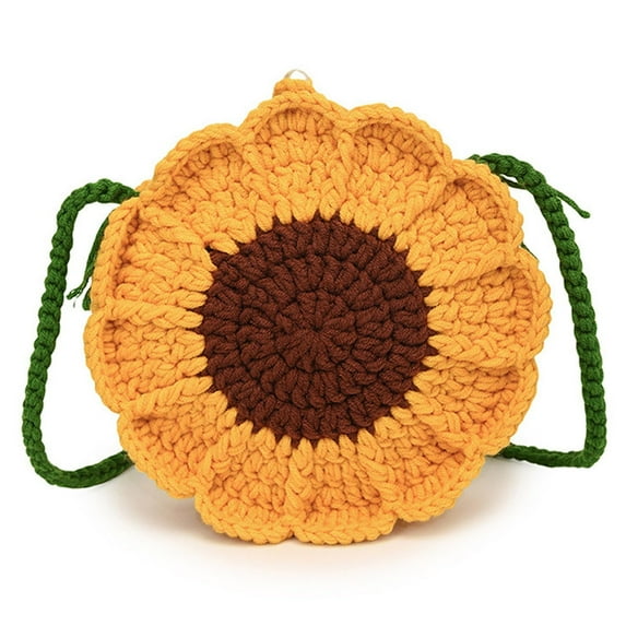 BNNG Daisy Flower Crochet Bag Handmade Knitted Crossbody Bag Phone Bag Floral Knitting Tote Bag For Women Summer Beach