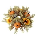 thumbnail image 1 of BNNG Decorative Tealight Candle Holder, Glass Votive Candle Holders with Artificial Pumpkins Maple Leaves Wreath Ring for Thanksgiving and Halloween Table Fall Decor Centerpieces, 1 of 2