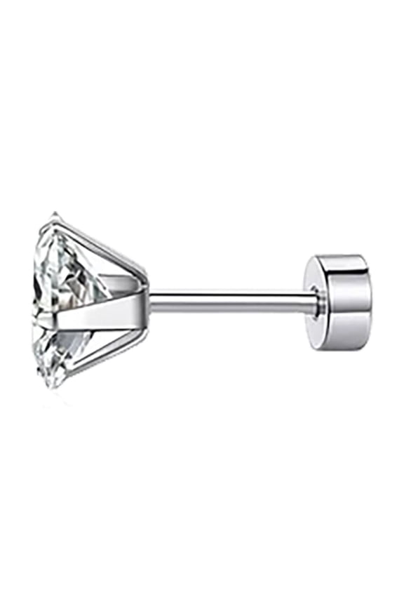 Diamond Stud Earrings For Women Trendy Cubic Zirconia Ear Cuffs Fashionable Cubic Zirconia Earrings Stainless Steel Ear Stud Square Ear Stud Screw Ball Round Cake Zircon Ear Stud