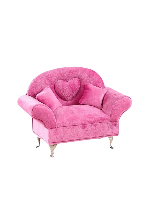 Dollhouse Furniture, Suitable For Jewelry Storage Boxes, Openable Rose Pink Sofa Jewelry Box Miniature Sofa Couch for Mini House Heart Shape Velvet Chair 1/6 Scale Mini Accessories