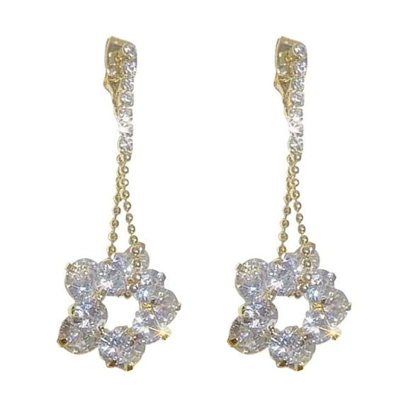 BNNG Elegant Cubic Zirconia Earrings Multicolor Flower Shape Ladies Water Drop Pendant Earrings Super Shiny Diamond Stud Earrings Light Earrings Cubic Zirconia Chandelier Earrings