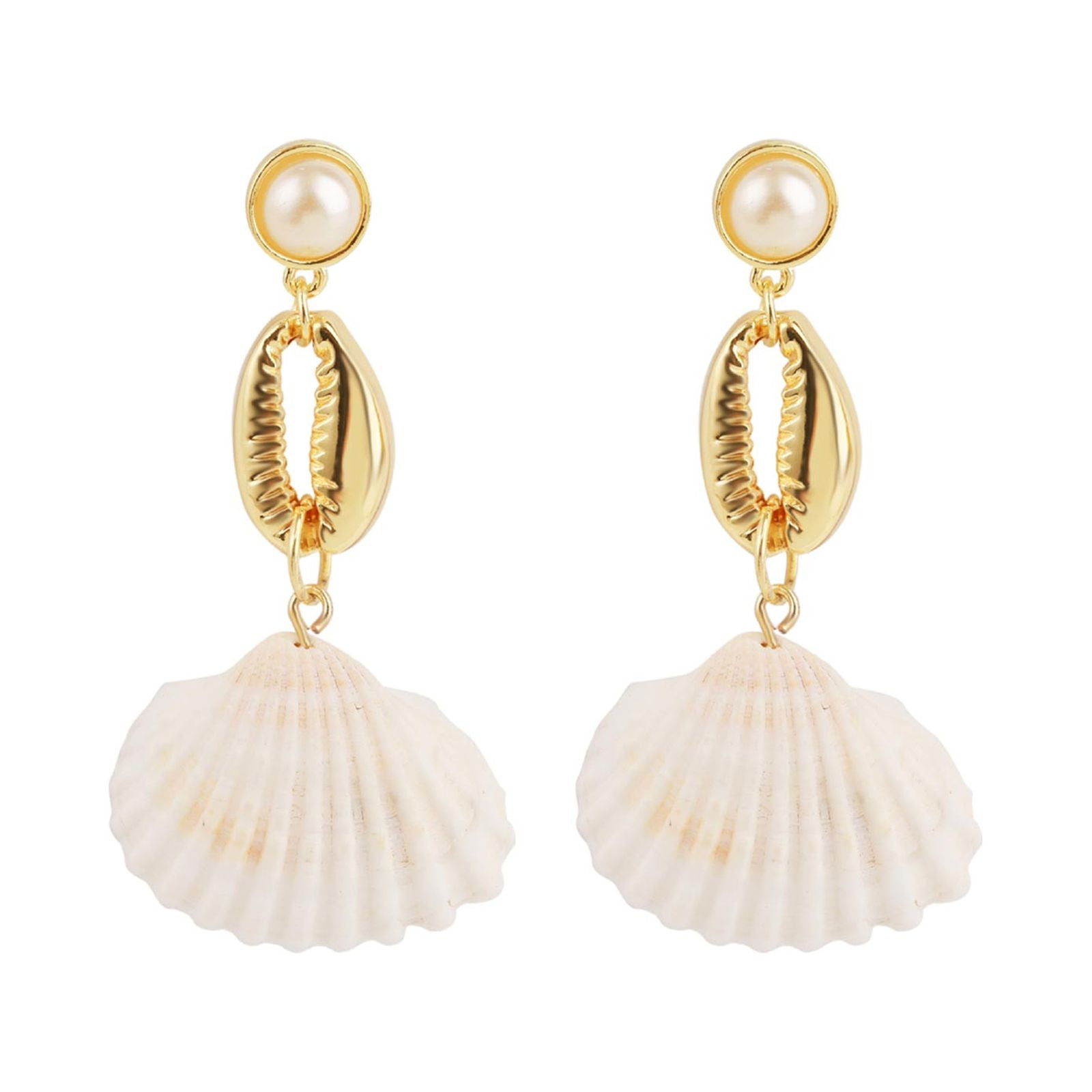 Starfish & Pearl Earrings For Women - Gold Shell Beach Jewelry, Summer Vacation Accessories